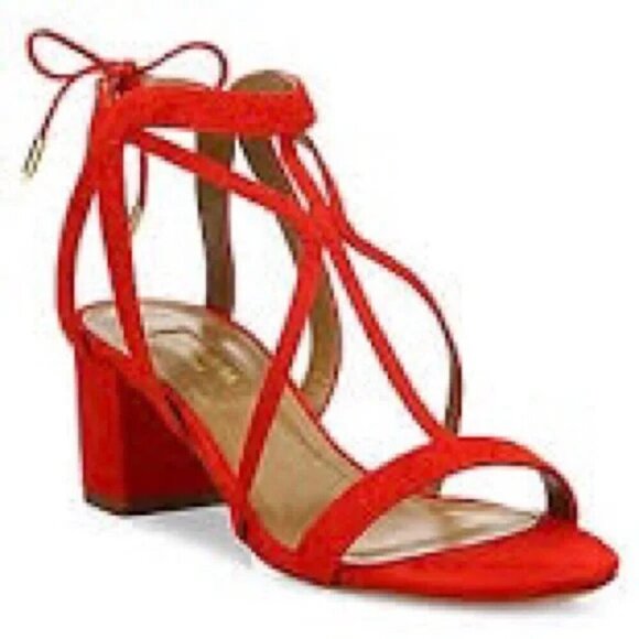 AQUAZZURA NWOB Fiji Strappy Red Suede Sandal - Picture 1 of 9